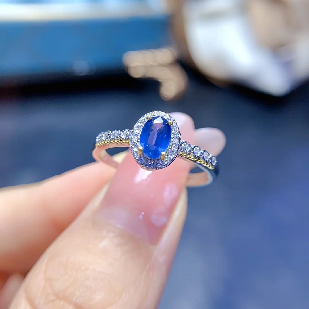 Natural Sapphire Pavé Halo Ring - view 1