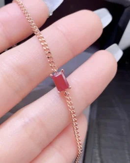 Natural Ruby Petite Chain Bracelet