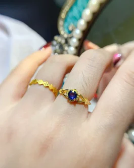 Natural Sapphire Round Solitaire Ring