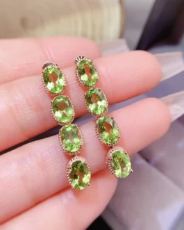 Natural Peridot Linear Drop Earrings