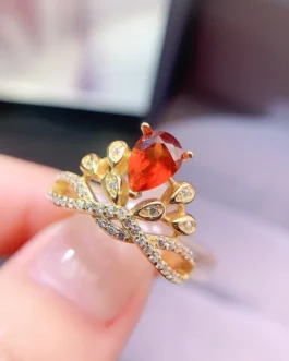 Natural Garnet Crown Ring
