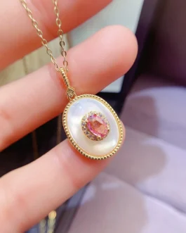 Natural Pink Sapphire Oval Pendant