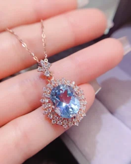Natural Topaz Halo Pendant