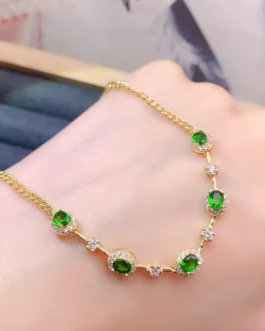 Natural Diopside Halo Bracelet