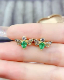 Natural Emerald Aura Stud Earrings