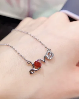 Natural Sunstone Love Pendant Necklace