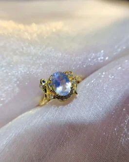 Natural Blue Moonstone Gold Ring