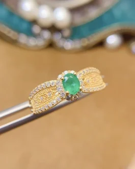 Natural Emerald Radiant Jewelry Set