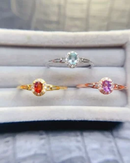 Natural Gemstone Oval Trio Ring