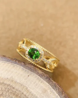 Diopside Wide Lattice Ring