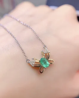 Natural Emerald Bow Pendant