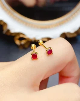 Natural Ruby Round Earrings