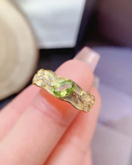 Natural Peridot Flush Band Ring