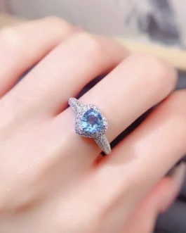 Natural Topaz Heart Halo Ring