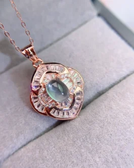Natural Prehnite Geometric Pendant