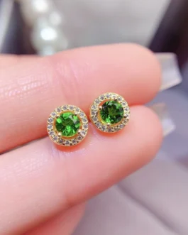 Natural Diopside Court Stud Earrings