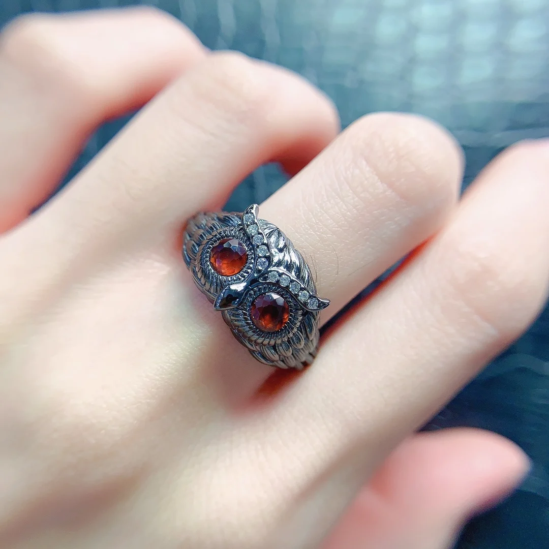 Natural Garnet Owl Ring - view 6