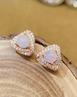 Natural Opal Triangle Stud Earrings