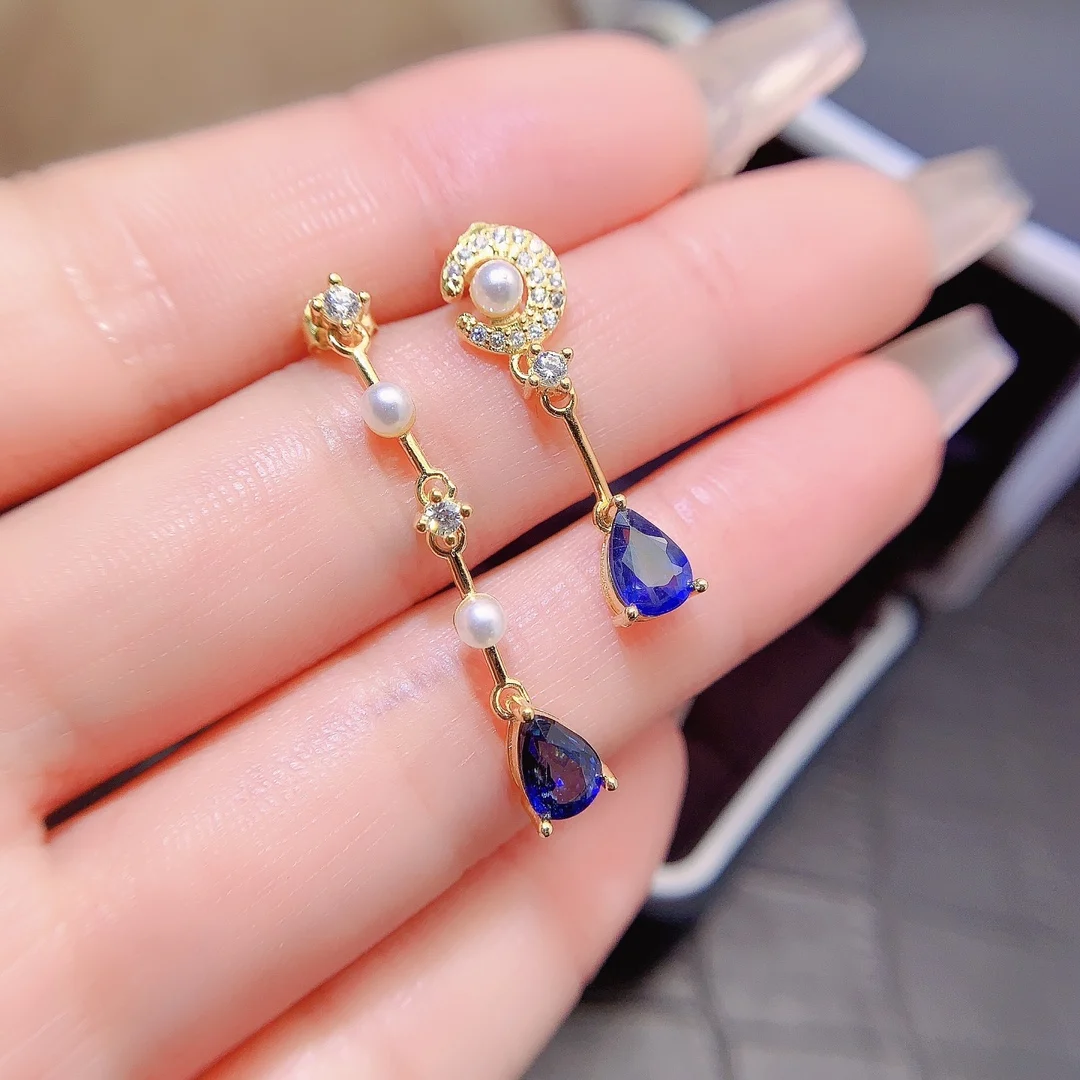 Natural Sapphire Bloom Earrings - view 1