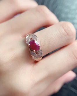 Natural Ruby Leaf Wing Ring