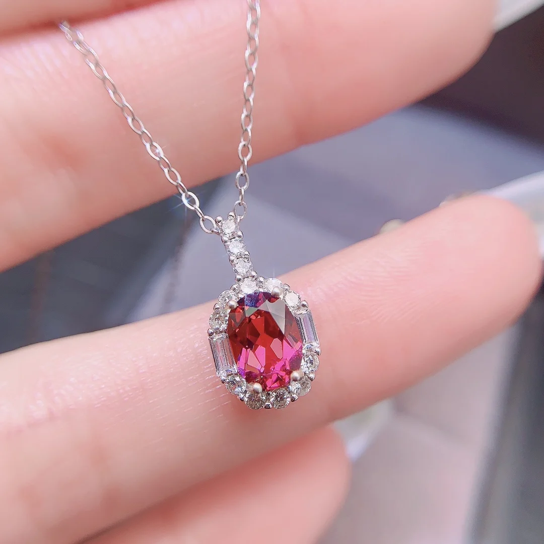 Natural Garnet Classic Pendant Necklace - view 1