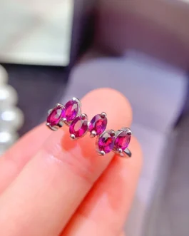 Natural Garnet Wave Row Ring