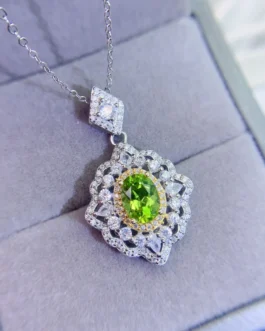 Natural Peridot Filigree Pendant