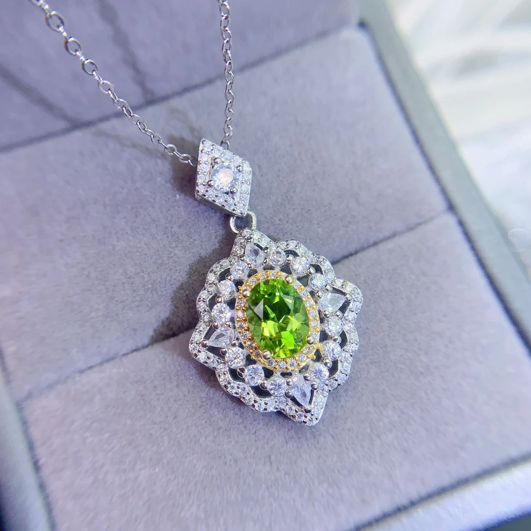 Natural Peridot Filigree Pendant - view 1
