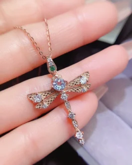 Natural Topaz Dragonfly Pendant