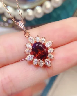 Natural Garnet Sunburst Pendant