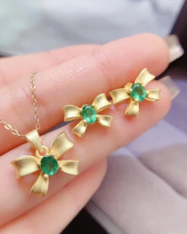 Natural Emerald Petite Jewelry Set