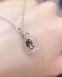 Natural Citrine Crystal Orb Pendant