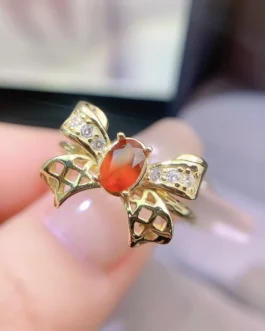 Natural Garnet Bow Ring