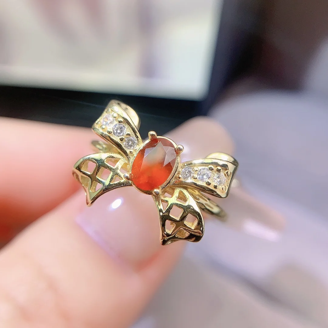 Natural Garnet Bow Ring - view 1