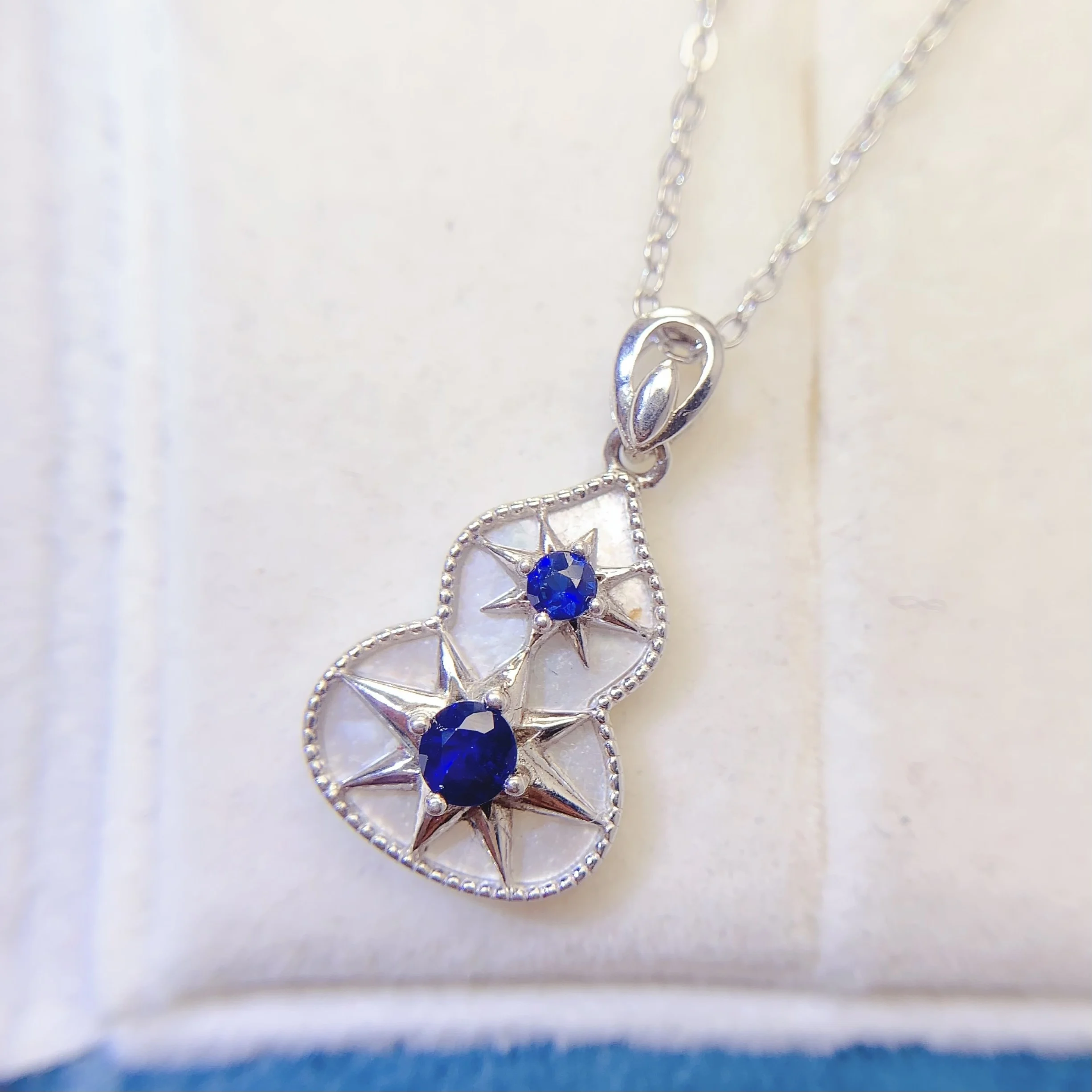Natural Sapphire Vase Pendant Necklace - view 3