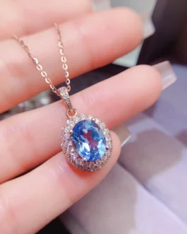 Natural Topaz Classic Oval Pendant