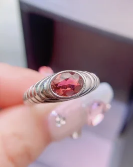 Natural Garnet East West Ring