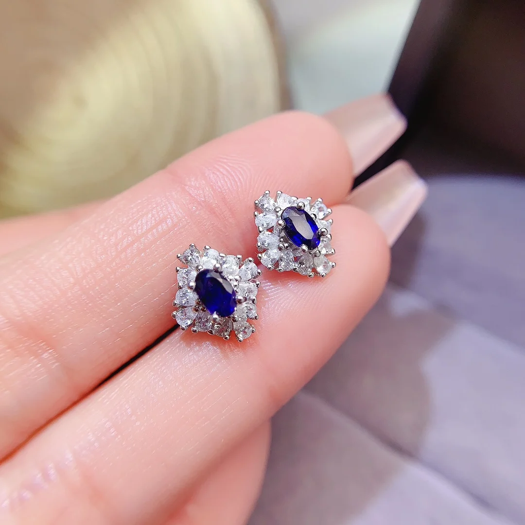 Natural Sapphire Bloom Stud Earrings - view 4