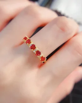 Natural Red Sapphire Open Ring
