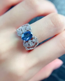 Natural Topaz Cushion Halo Ring