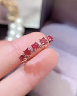 Natural Ruby Oval Row Ring