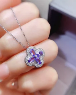 Natural Tanzanite Clover Pendant