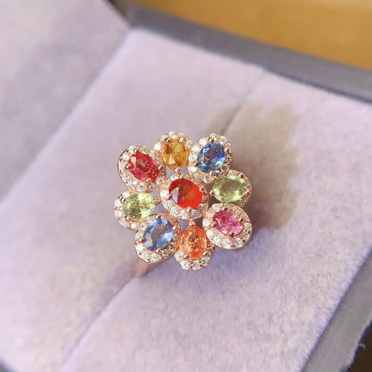 Natural Fancy Oval Rhodium Ring - view 5