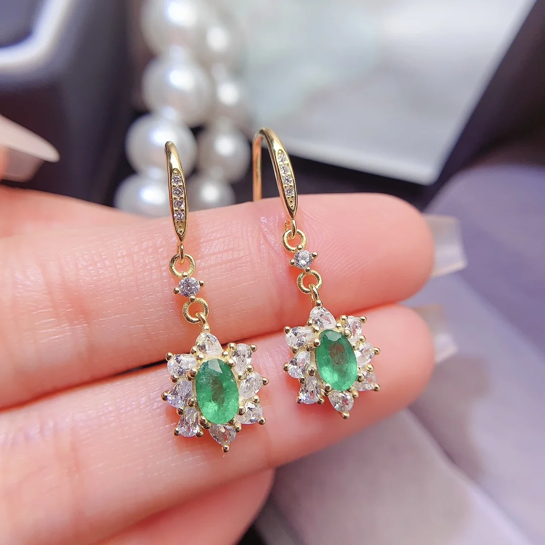 Natural Emerald Vintage Earrings - view 1