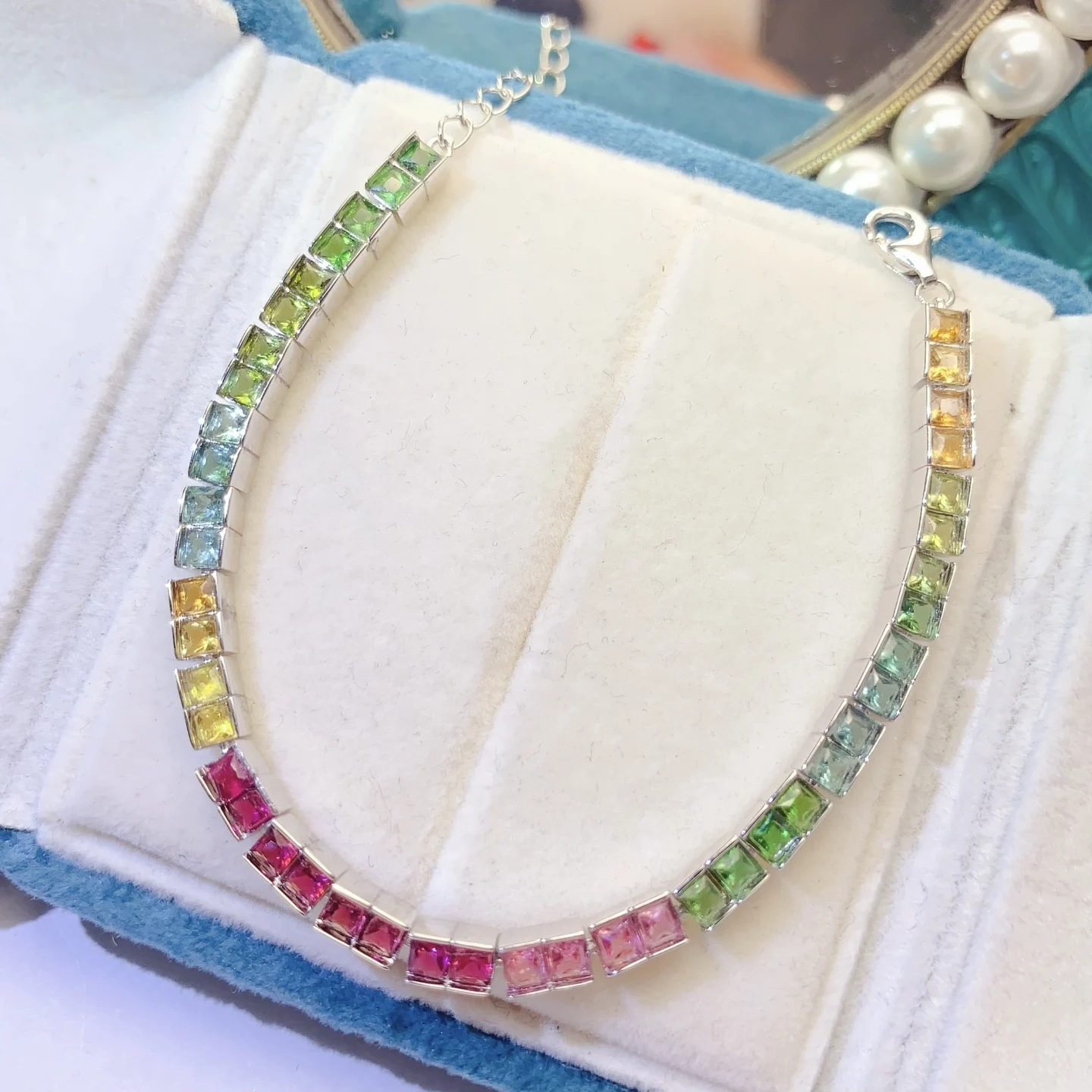 Natural Tourmaline Tennis Bracelet - view 1