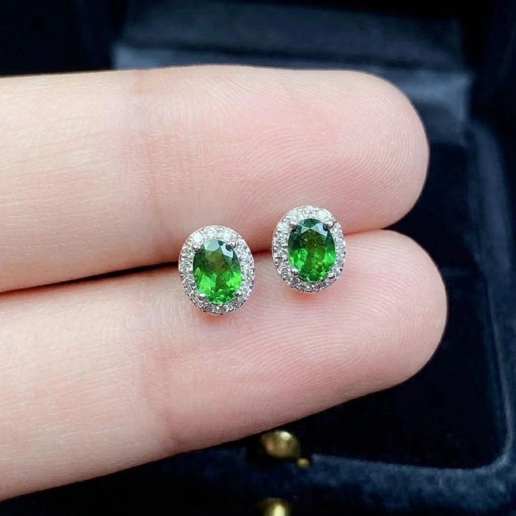 Natural Diopside Glow Stud Earrings - view 1