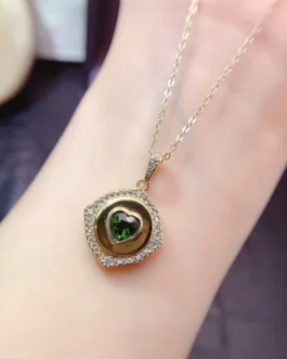 Natural Diopside Round Pendant