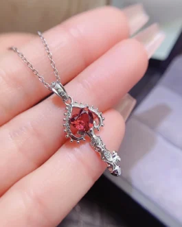 Natural Garnet Key Pendant