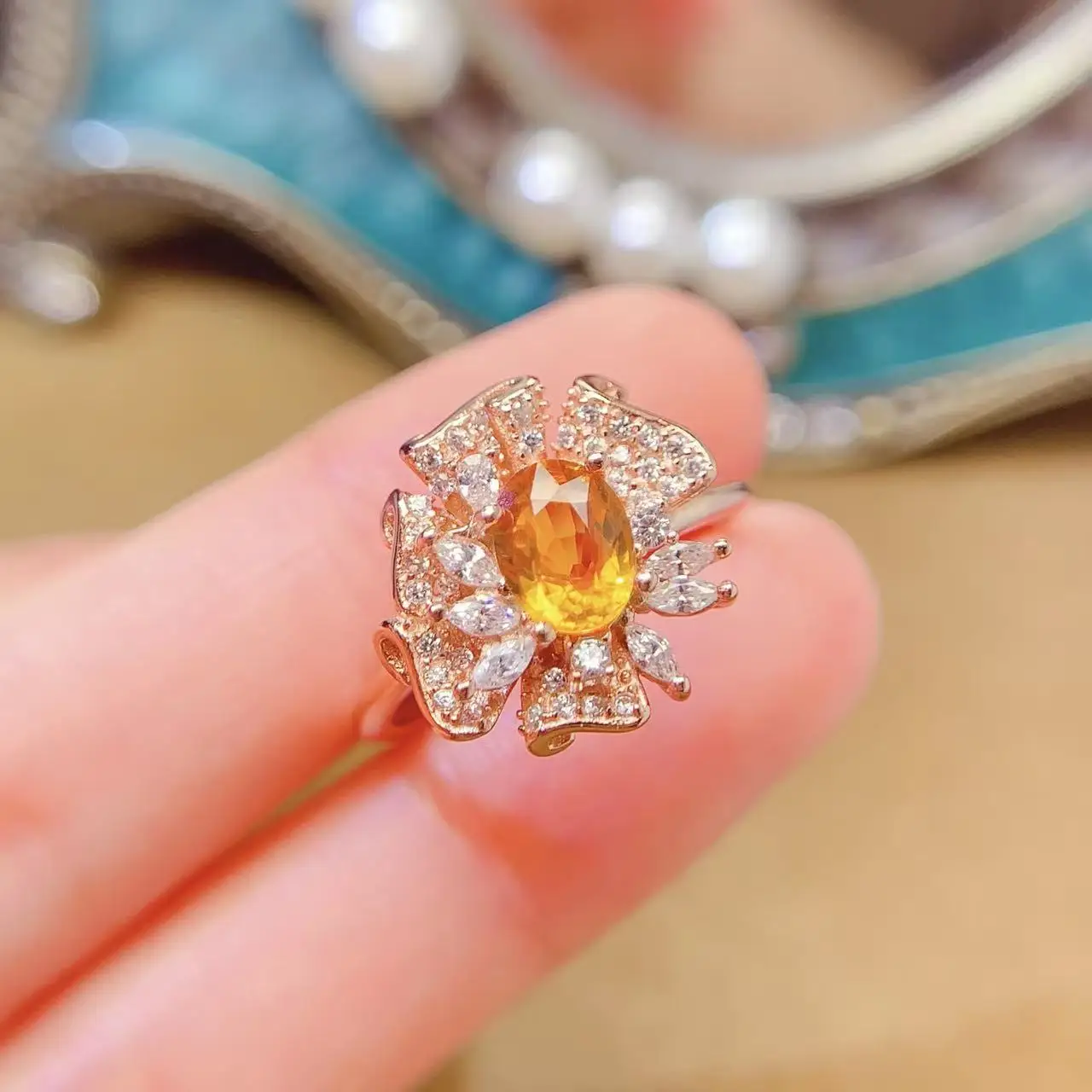 Natural Yellow Sapphire Promise Ring - view 1