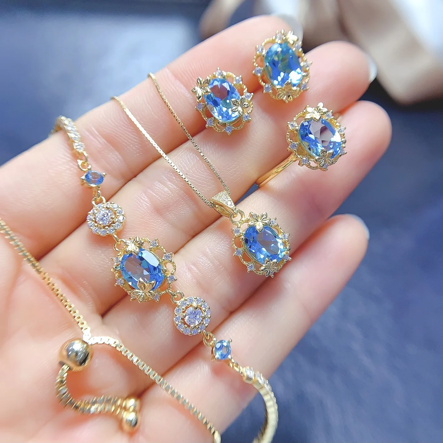 Natural Topaz Luxury Jewelry Set - view 1